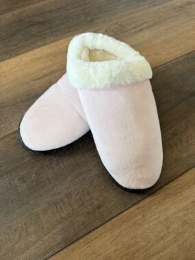 Women's Plush Slippers - Pink with Cream Faux-Fur Collar women slip on euro 43